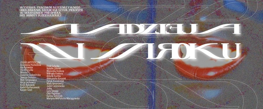 ilustracja afiguratywna w kolorach szarości, czerwieni i niebieskiego, napis odwrócony od prawej do lewej "Nadzieja mroku"