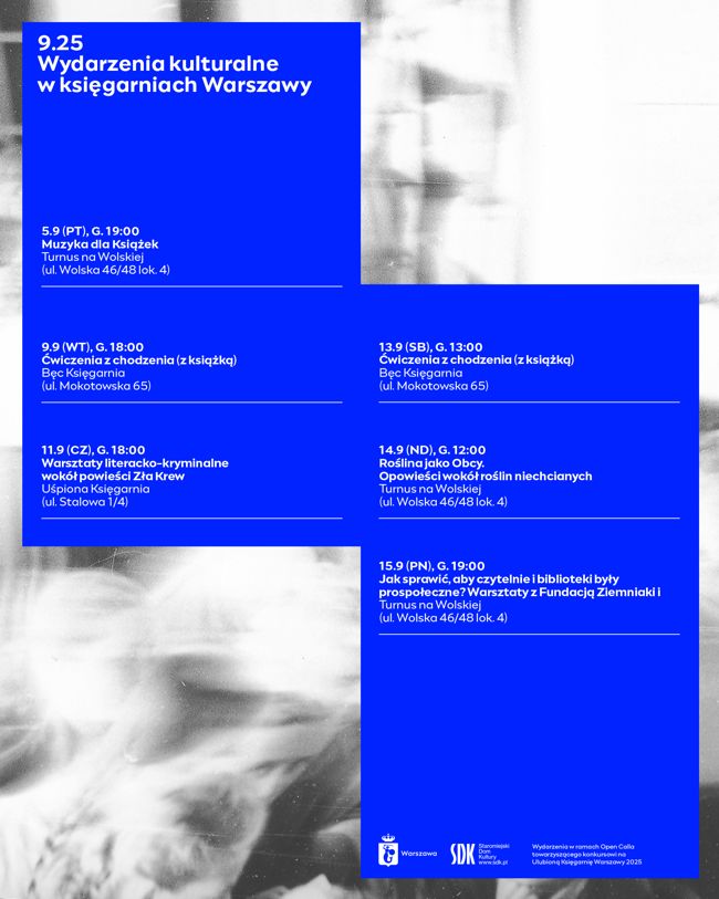 1 obraz w galerii artykułu Wydarzenia kulturalne w księgarniach Warszawy | WRZESIEŃ 2025