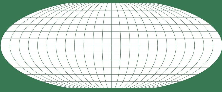 siatka południków i równoleżników w kolorze zielonym