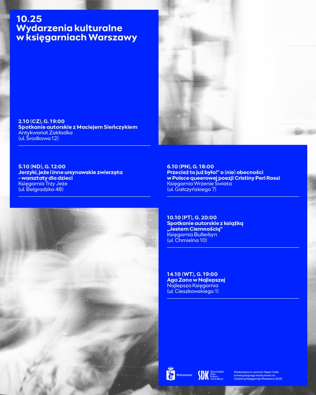 1 obraz w galerii artykułu WYDARZENIA KULTURALNE W KSIĘGARNIACH WARSZAWY | PAŹDZIERNIK