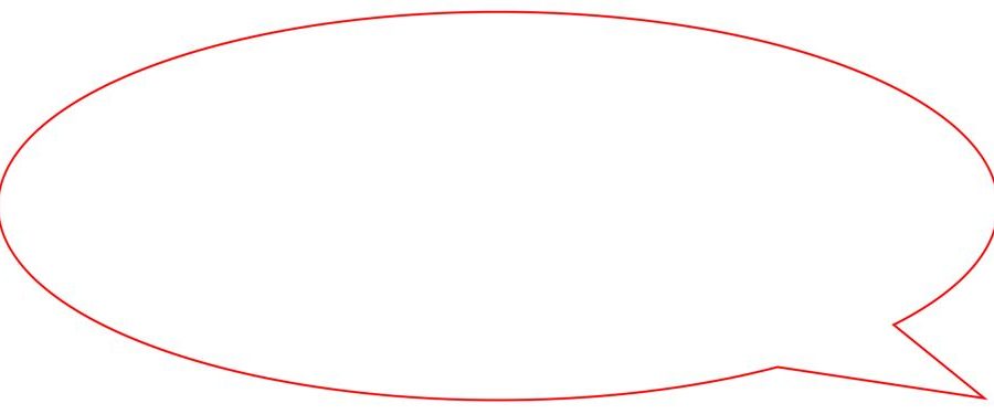 rysowany czerwoną kreską komiksowy dymek na białym tle