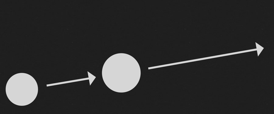 czarne tło, dwa szare koła i dwie strzałki